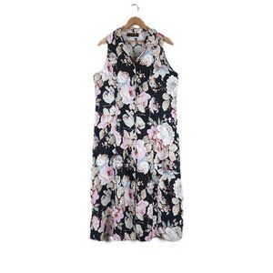 Vintage Chablis Floral Sleeveless Midi Dress Size 15/16 Made in Canada